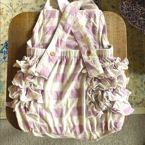 ✨Lavender Plaid Ruffle Romper✨ Great Condition